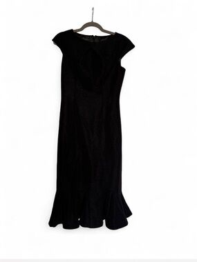 Ted Baker Black Cap-Sleeve Fishtail Midi Dress